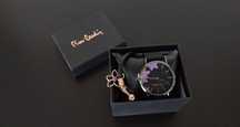 set cadou dama femei ceas analog floral elegant bratara pierre cardin