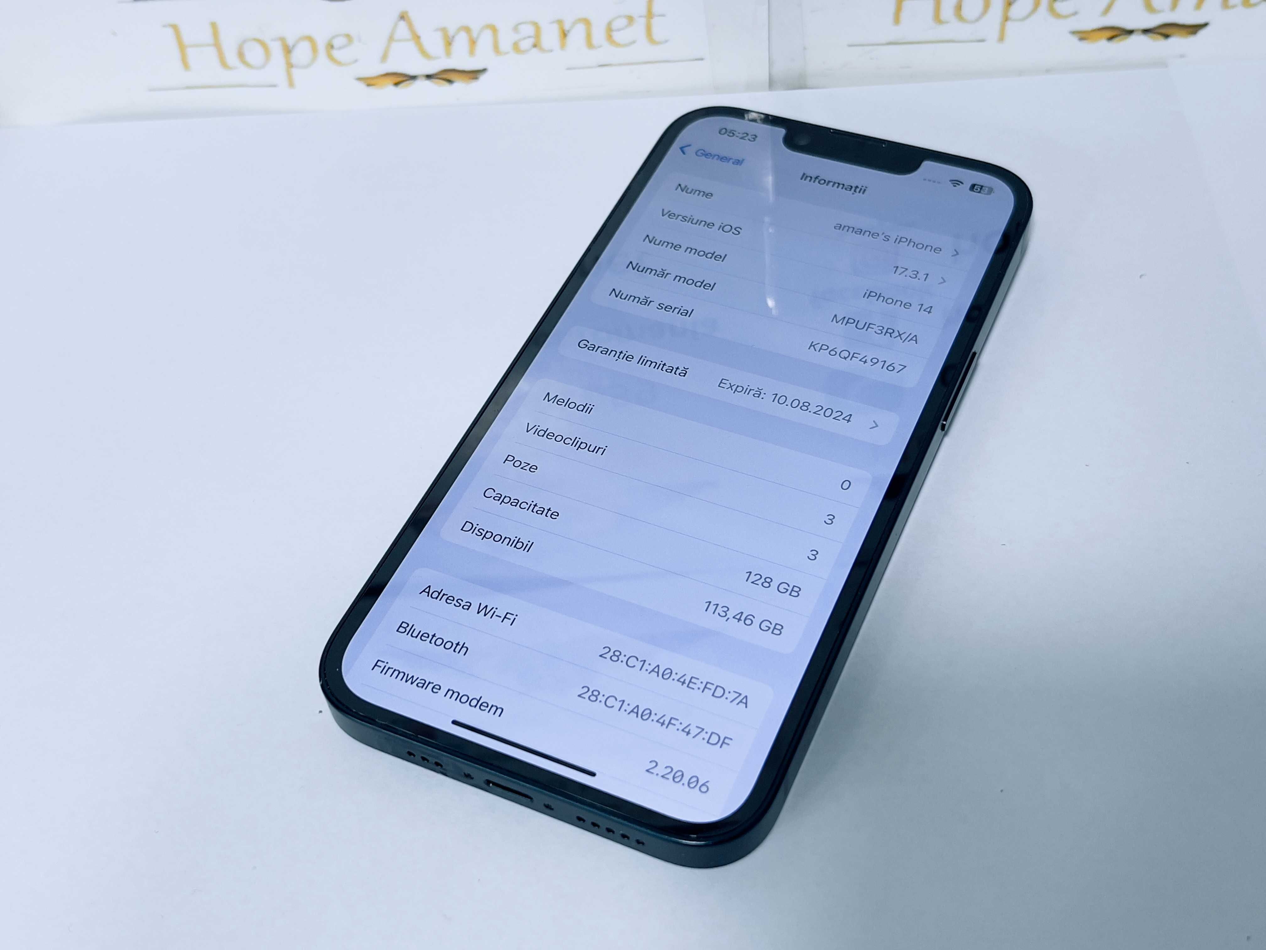 Hope Amanet P10/iPhone 14 128GB Garantie Apple 10.08.2024