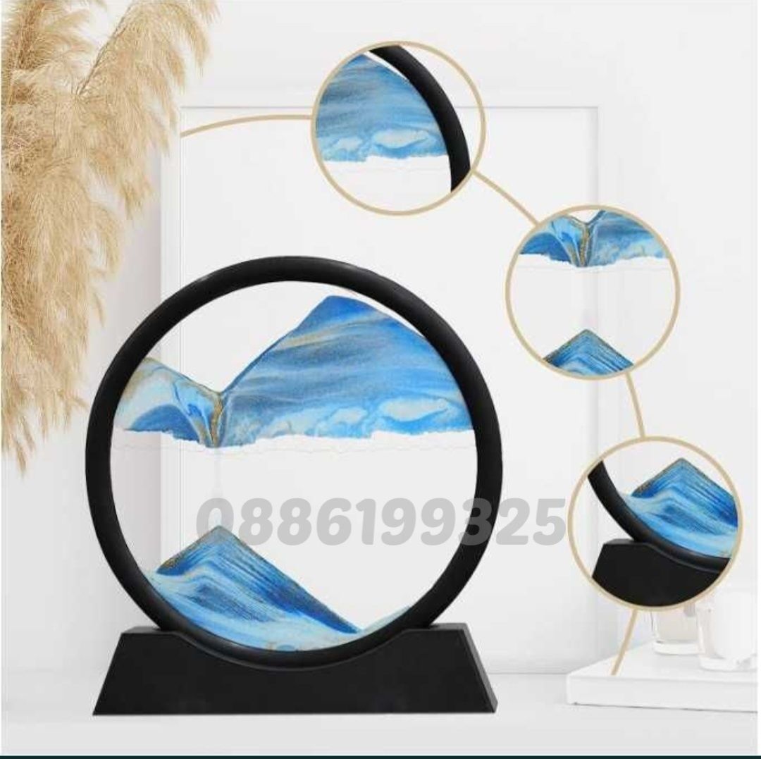 3D Пясъчен часовник с движещ се пейзаж Пясъчен живопис, Оранжев/Син