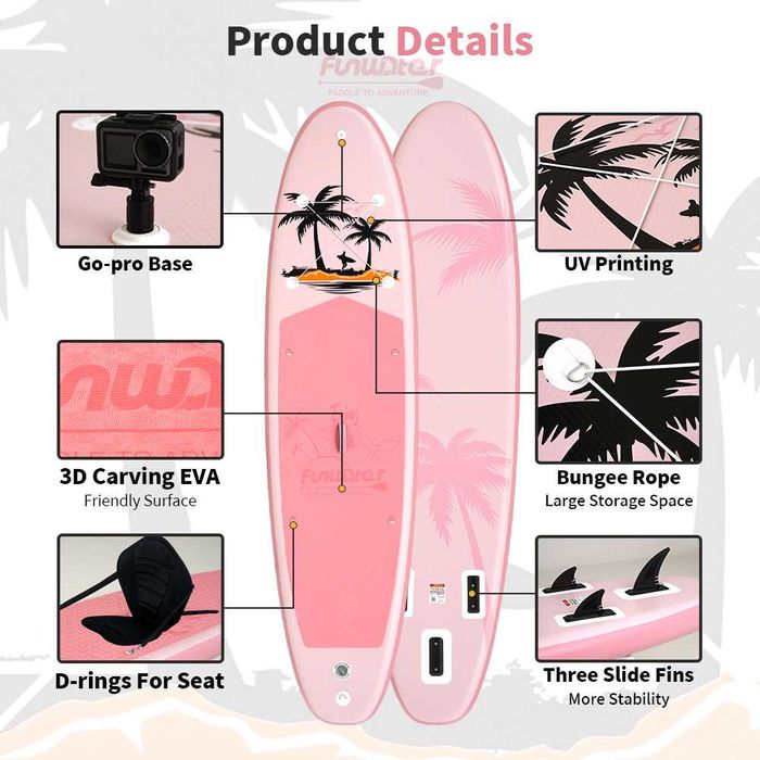 Надуваем падълборд Funwater Palm Drift 335 каяк седалка SUP Paddle