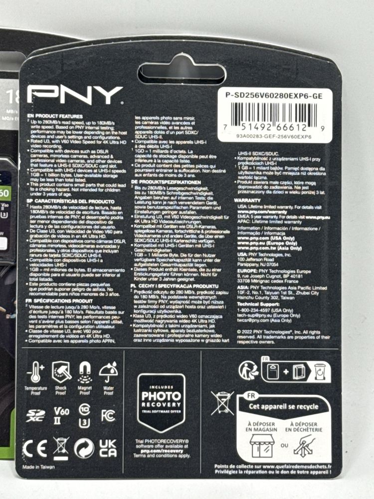 Card De amemorie PNY 256GB EliteX-PRO60 UHS-II SDXC  Sigilat C3