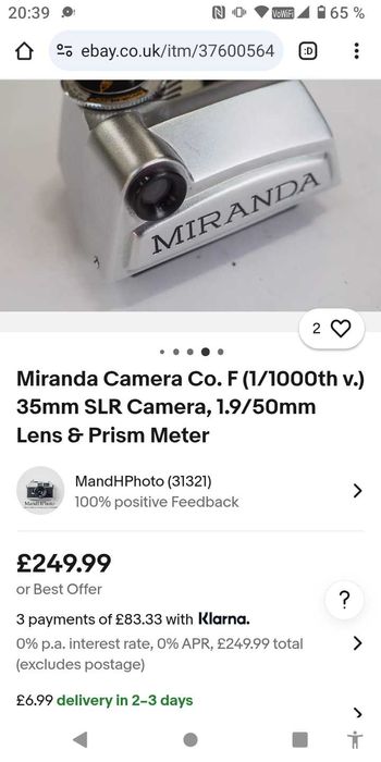 Aparat foto cu film Miranda Co.F