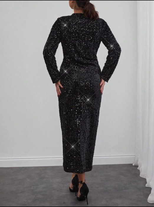Rochie neagra paiete lunga