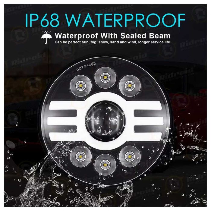 НОВ МОДЕЛ DRL 200W 7 Инчови Диодни Фарове за Lada Niva Jeep Wrangler