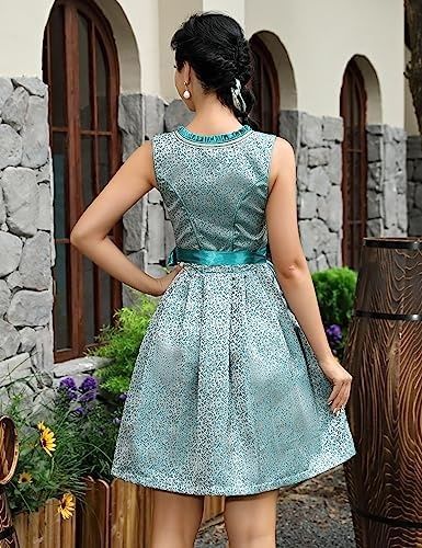 HAUSPROFI Дамска жакардова рокля от 2 части Dirndl, къса с престилка