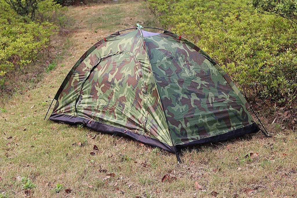 ПРОМО Четириместна палатка за къмпинг с Мощен челник 5 LED