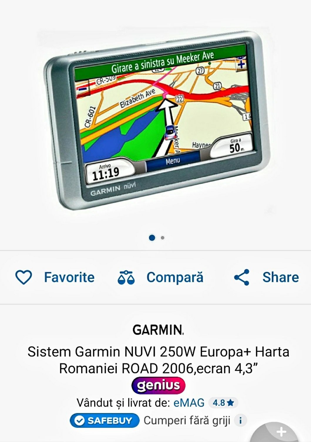 Vând/Schimb navigatii Garmin nuvi 50 LM si nuvi 250w si RAC 315