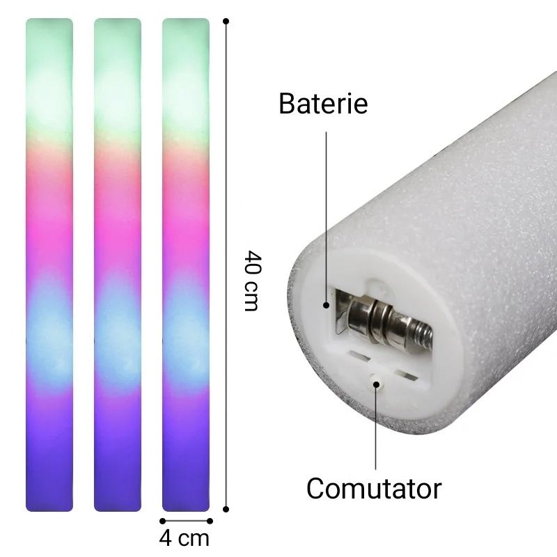 Baghete luminoase LED stick cu jocuri de lumini spuma party, nunta, bo