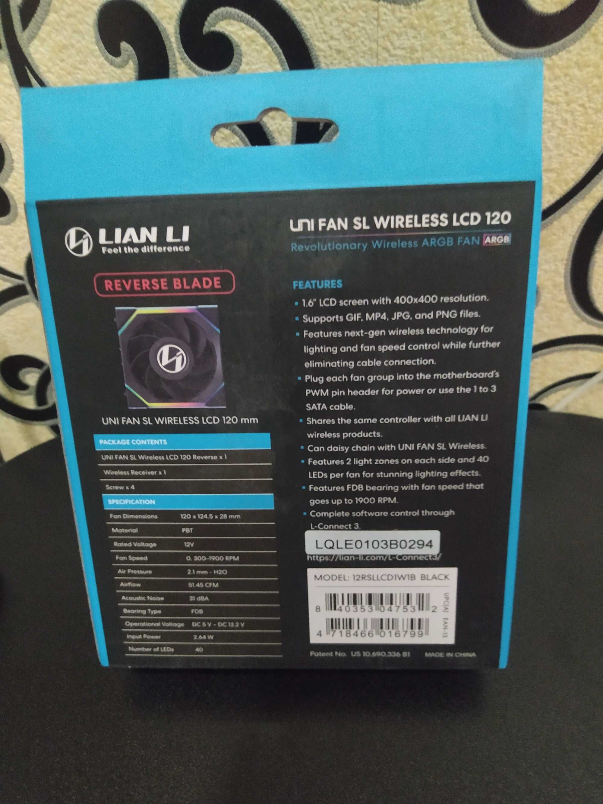 Корпусный Вентилятор Lian Li Uni Fan SL Wireless LCD 120 Reverse Blade