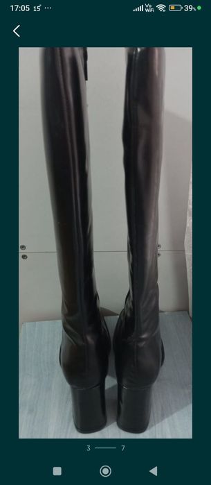 Cizme din piele naturală lăcuită, cu blană, mărimea 37