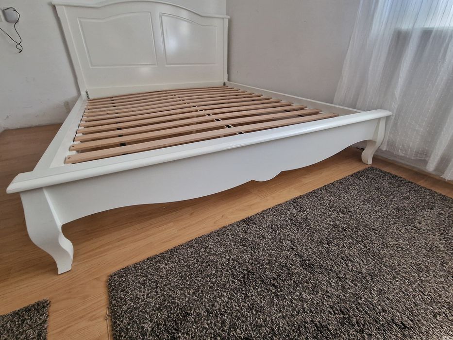 Pat Mobexpert Fabian, 160×200 cm, alb, cu somieră (fără saltea)