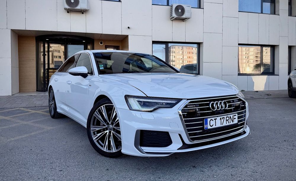 Audi A6 S-line alb perlat camere 360 3D mild-hybrid diesel led piele distronic