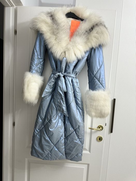 Geaca de fas cu blana naturala de vulpe