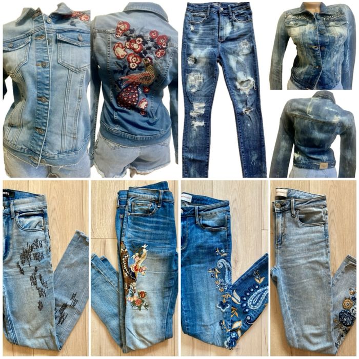 Blugi brodati Abercrombie, Guess, Express- femei