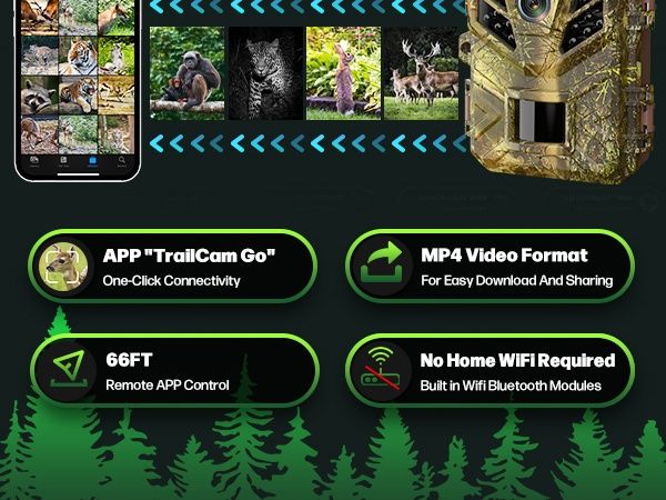 Камера за следи WiFi Bluetooth приложение 48MP 1080P камера за лов