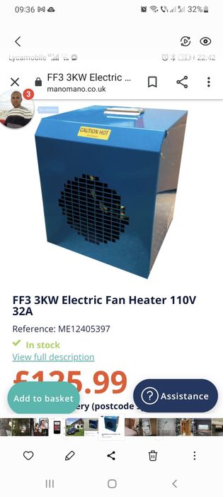 Aeroterma industriala 110V,  32Amp