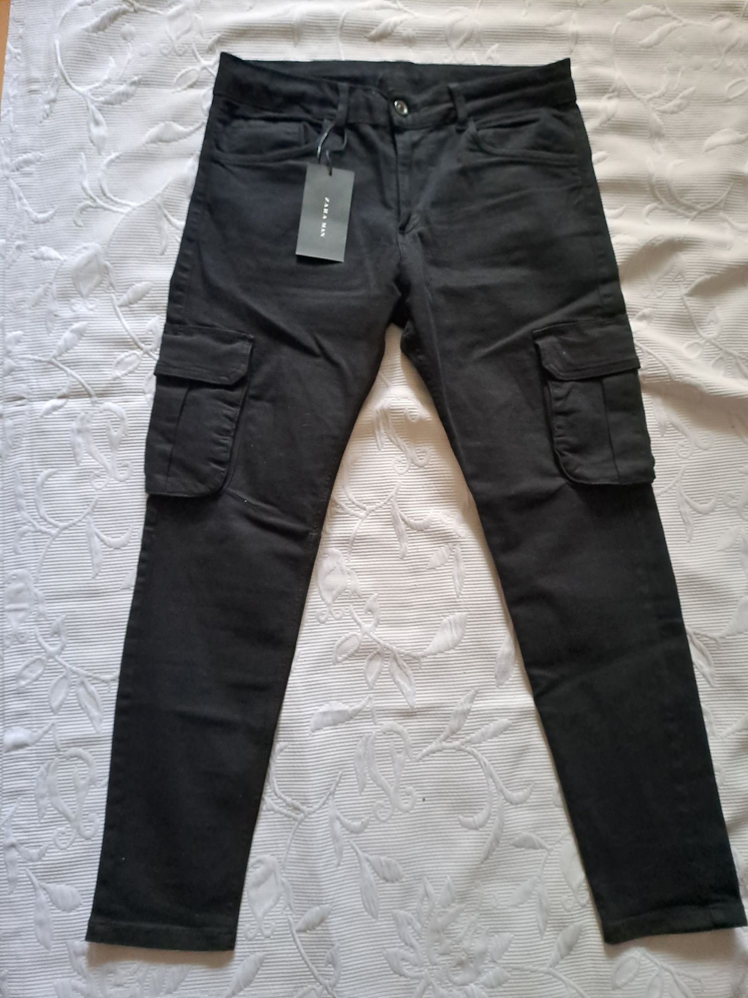 Pantaloni Zara Avangard,denim cargo,skinny,model Rick OwensM 40