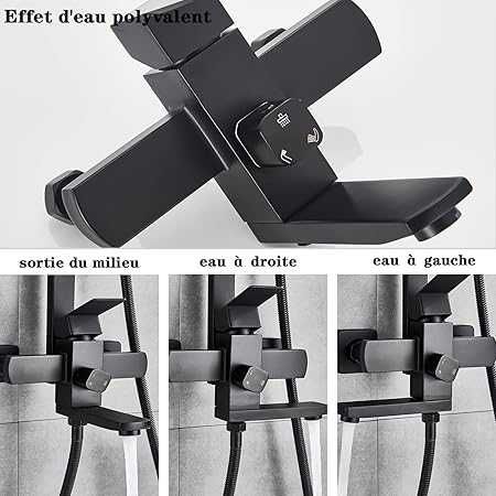 Coloană de duș neagră periată solidă Șeșinkin,kit de duș