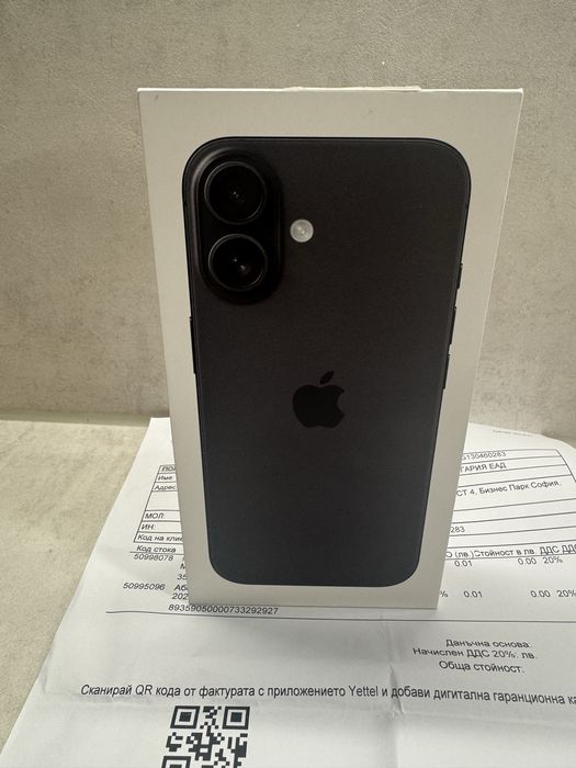 НОВ! iPhone 16 128GB Black 36м Гаранция