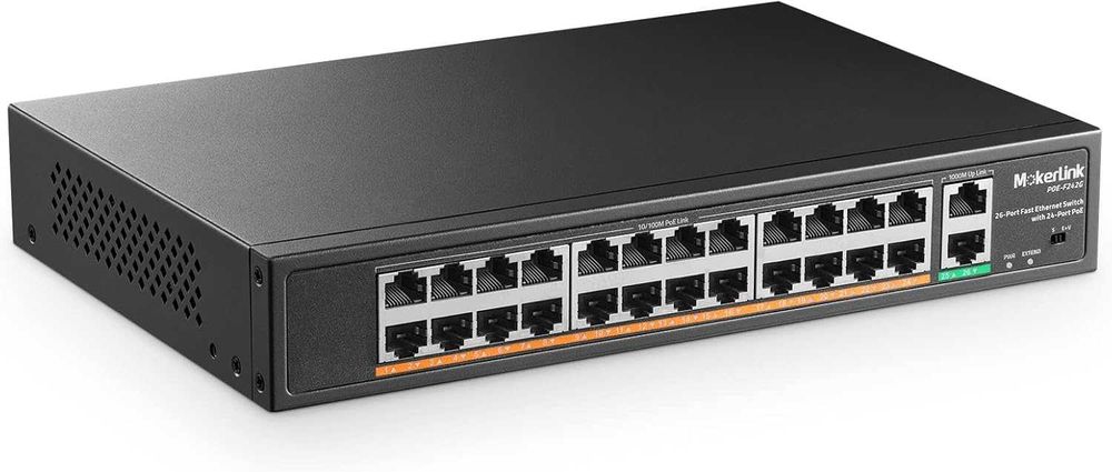 Switch MokerLink PoE 24 port,2 port Gigabit Uplink Ethernet,putere400W