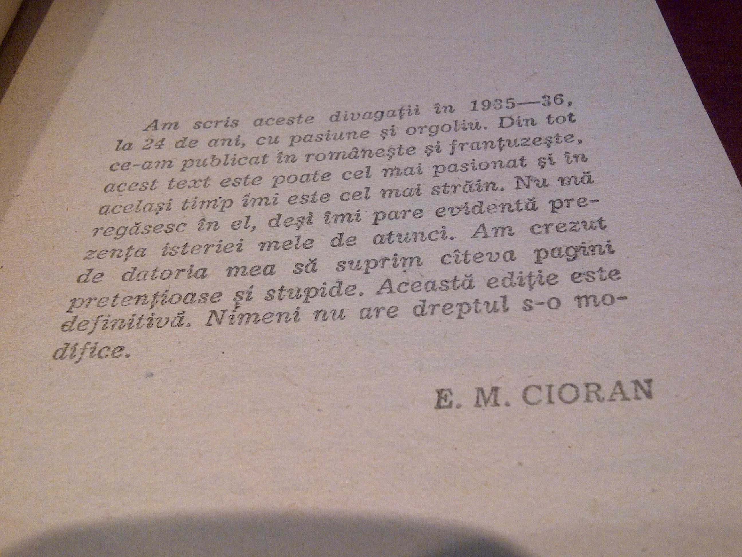 Emil Cioran "Schimbarea la fata a Romaniei"