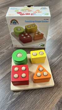 Puzzle 3s sortator forme numere Wonderworld Montessori 18 luni+ 3 ani