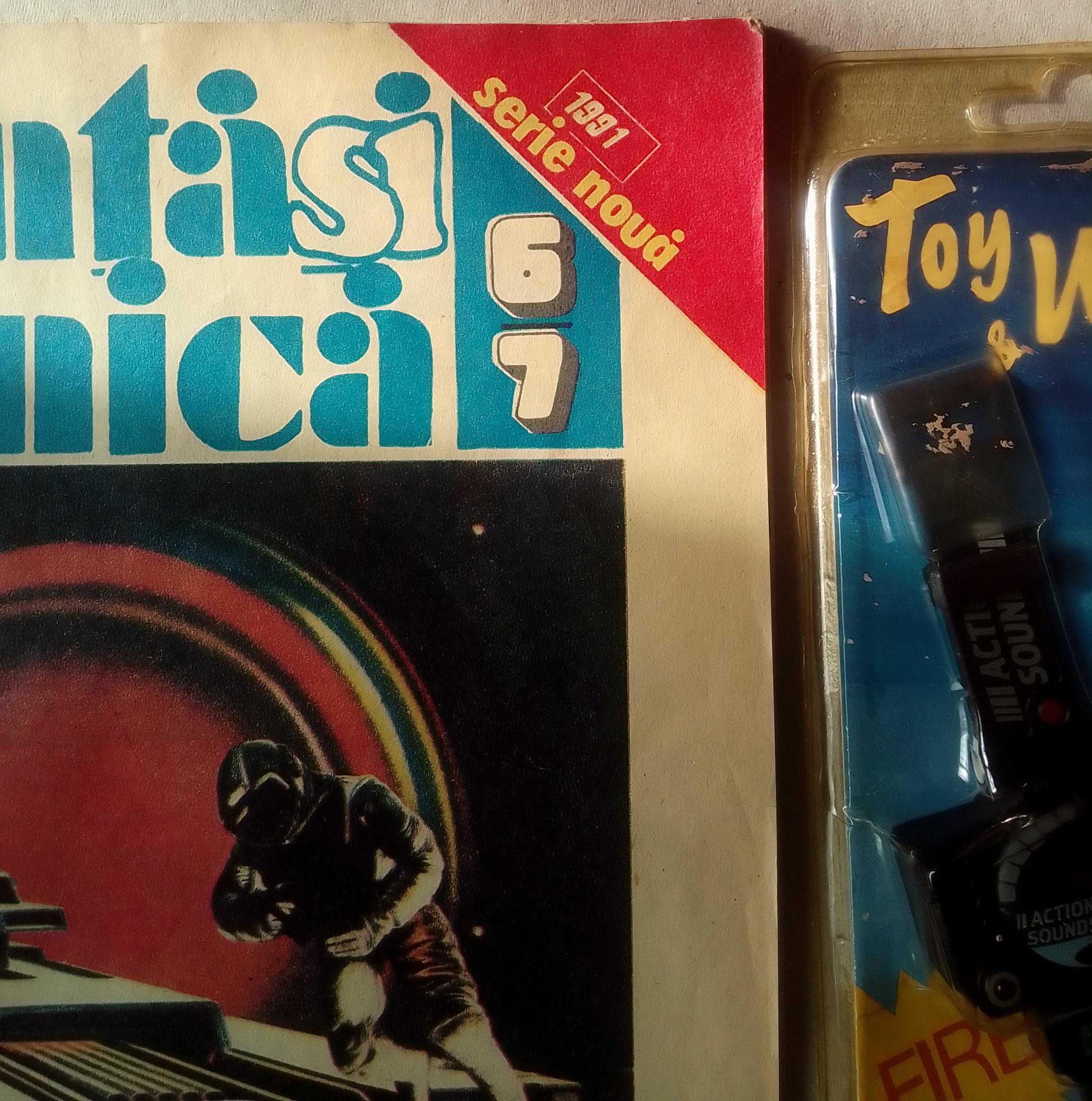 ceas vintage de jucărie cu efecte/sunete spațiale, anii '90 + REVISTA