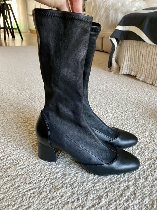 Cizme tip botine din piele naturala foarte moale Massimo Dutti, 38
