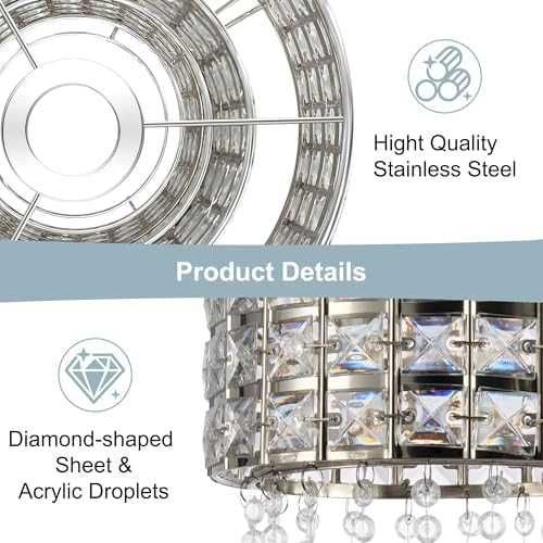 Нов Луксозен абажур с кристален ефект за спалня, хол, коридор 32×38 см