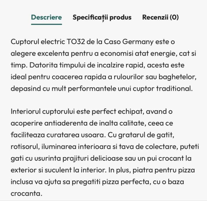 Cuptor Electric cu conventie Caso