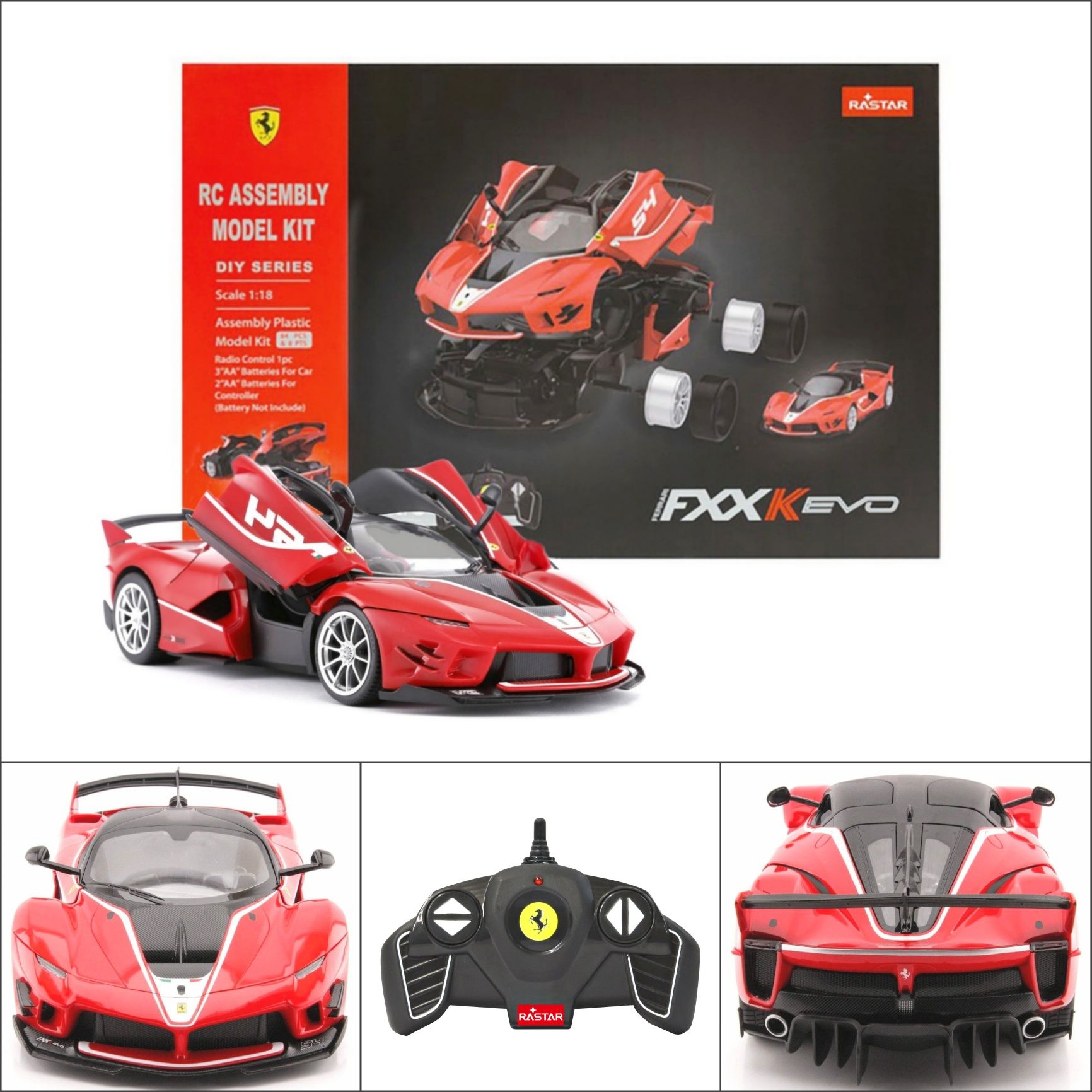 KIT DE CONSTRUCTIE - Masina cu telecomanda, Ferrari FXX Evo, 92 piese