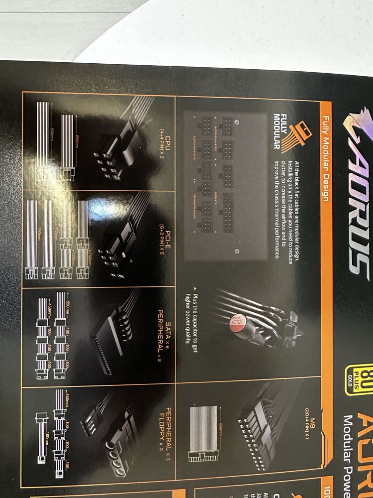 Компютърно захранване / PSU, Gigabyte Aorus 850w gold modular, топ