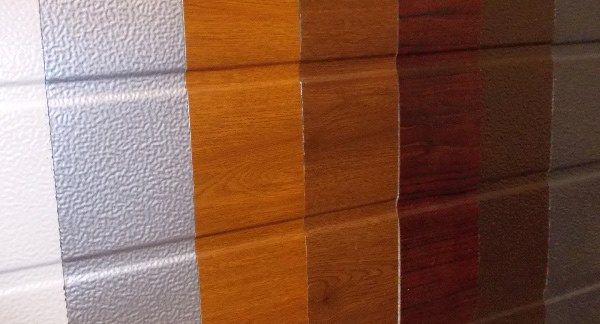 Usi de garaj cu acces pietonal si panou vitrat