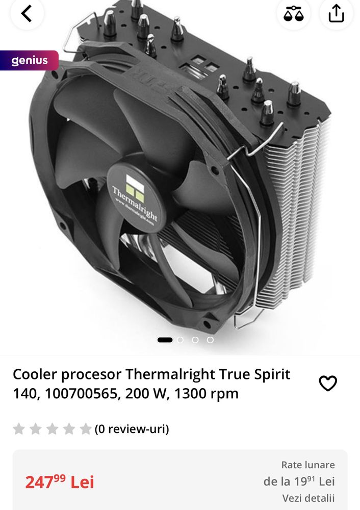 Cooler Procesor Thermalright True Spirit 140MM LGA 1700 200w TDP