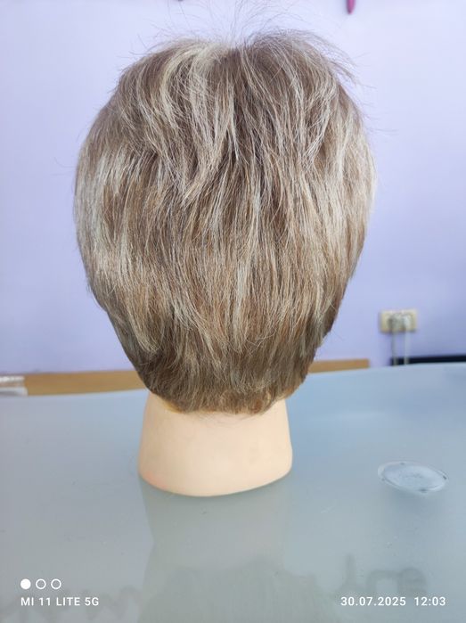 Perucă păr scurt blond