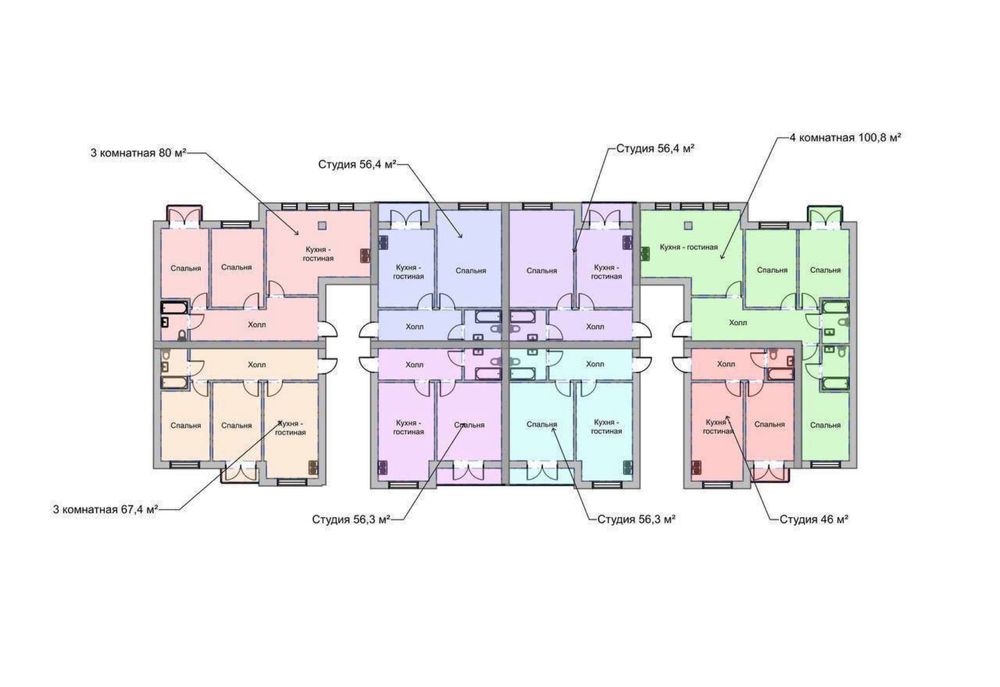 Квартира ЖК Via Port 3/7-8/8 80 кв.м