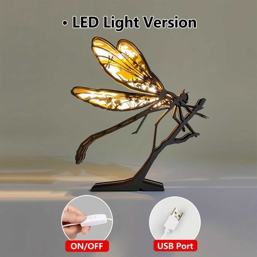 3D дървени животно с LED нощна лампа