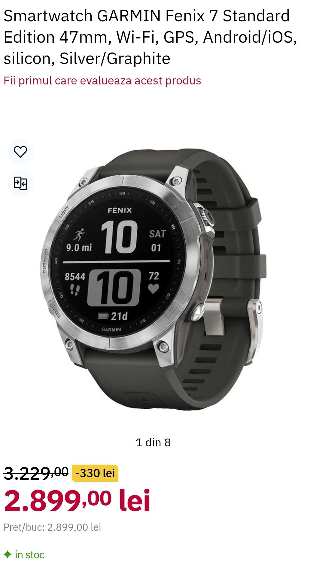 Smartwatch GARMIN Fenix 7 Standard Edition 47mm, Wi-Fi, GPS, Android/i