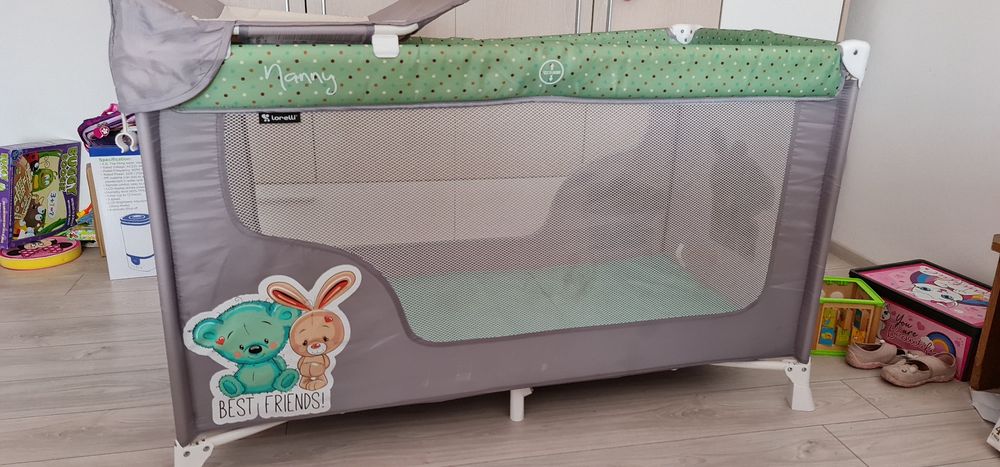 Pătuț pliabil pe 2 nivele și lenjerie Paw Patrol