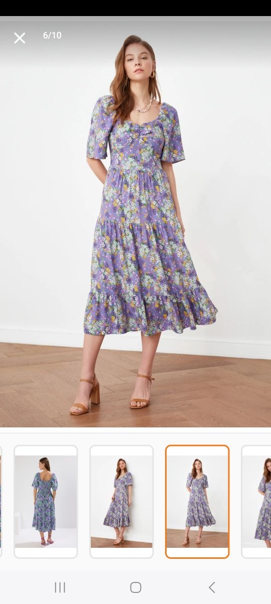 Rochie de vară florală, mărimea L %Vâscoza