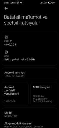 Redmi 9T 6/128 ideal holatda