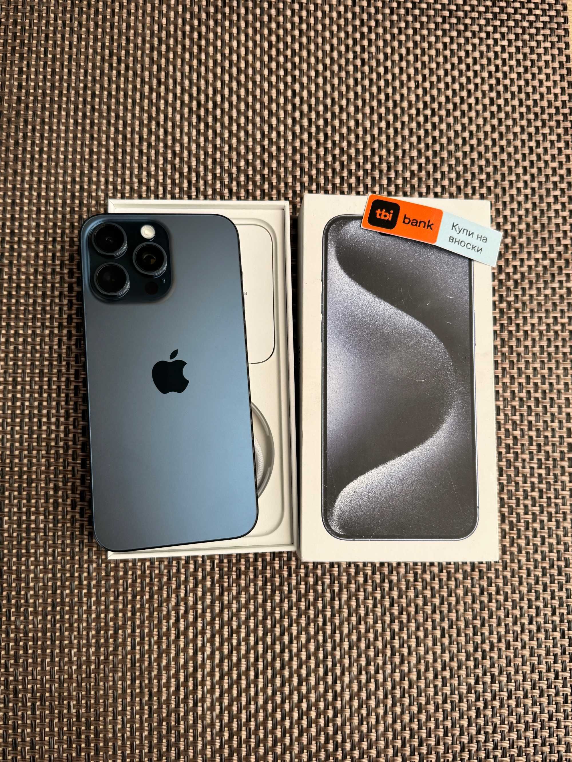 КАТО НОВ! iPhone 15 Pro MAX Лизинг от 58лв/м Blue Titanium 256 син