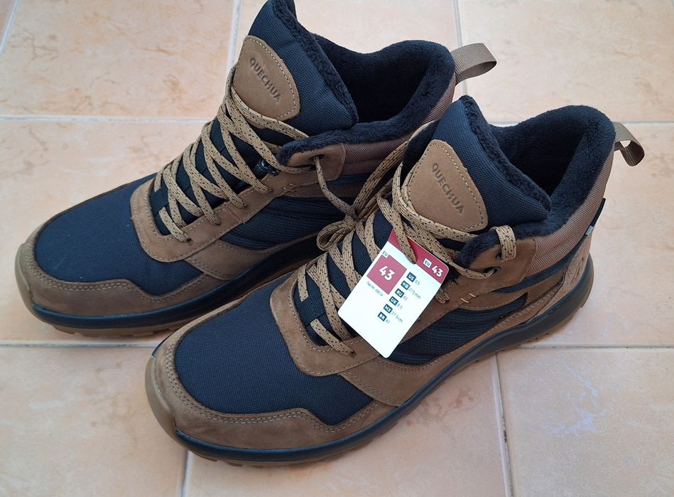 мъжки кожени туристически обувки за преходи NH500 HYBRID кафяви 43