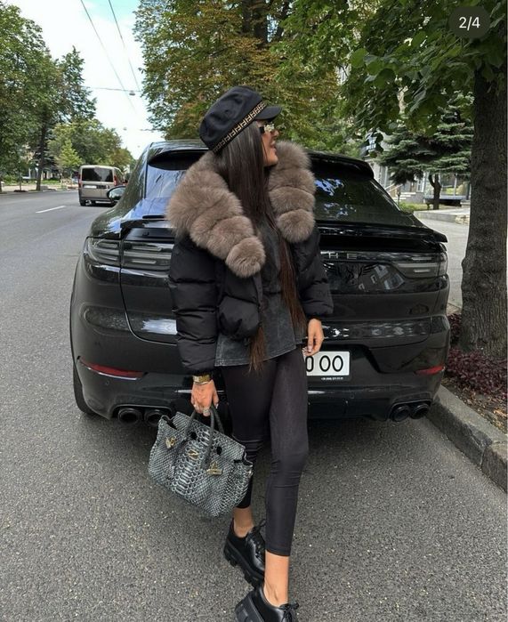 Jacheta Sevi Sevi cu guler din blana naturala