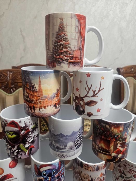 Новогодние кружки с принтом, только оптом от 10шт