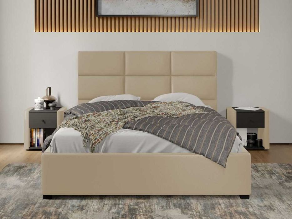 Pat tapitat Cico fix 170 x 114 C1 din piele/stofa Crem Nube 4