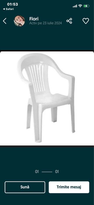 Scaune albe plastic pentru terase