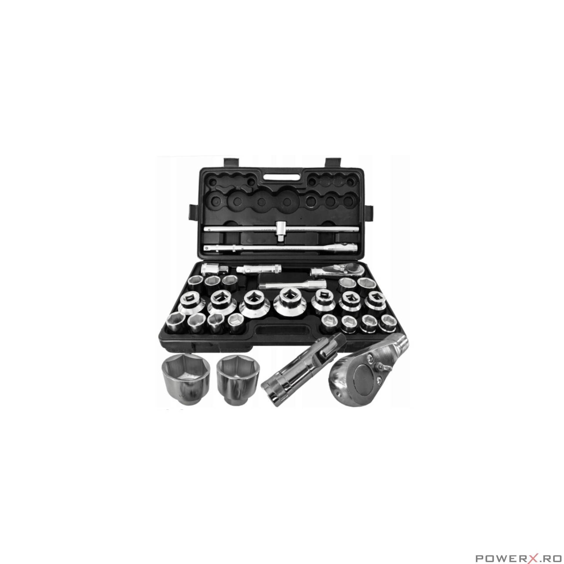 Trusa chei tubulare mari 26 piese 3/4 " 21- 50 mm, 1" 55-60-65 mm