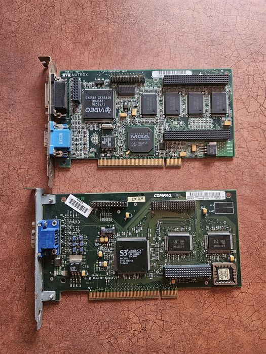 Placi video retro PCI Matrox Millenium 2 4MB si S3 Virge DX 2MB