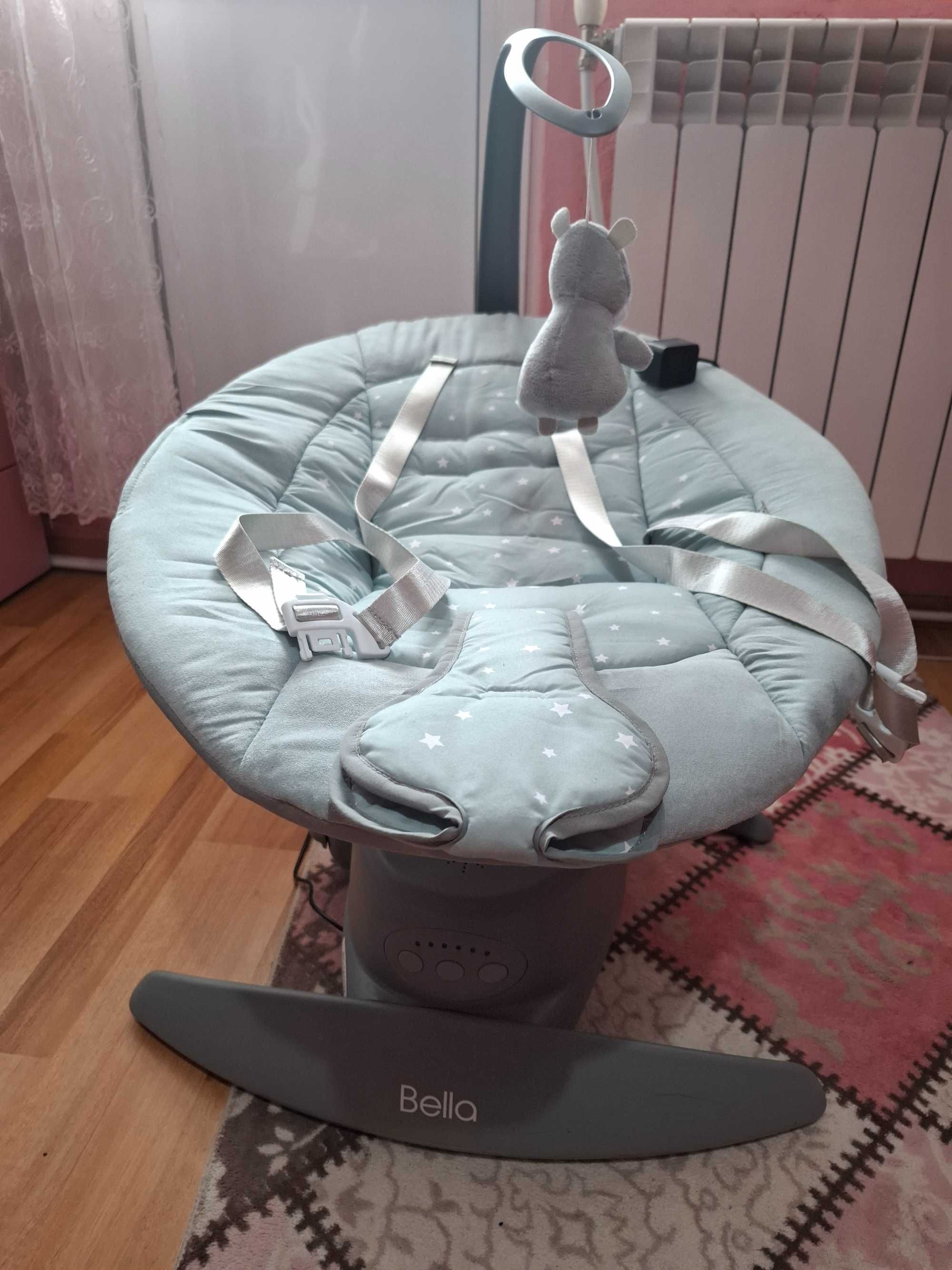 LORELLI Premium Електрическа люлка BELLA 360 FROSTY GREEN STARS